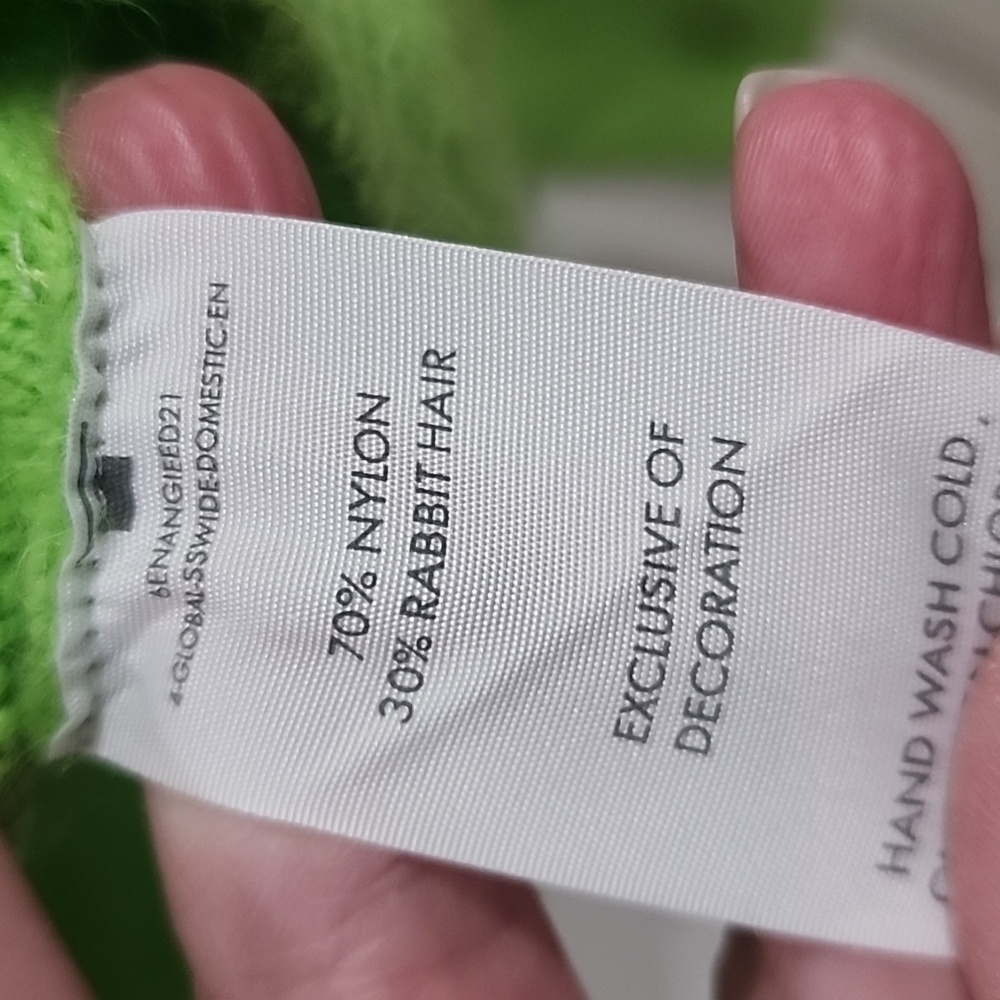 NWT Abercrombie & Fitch Rabbit Hair Blend Neon Green Sweater Size Medium - Picture 5 of 8